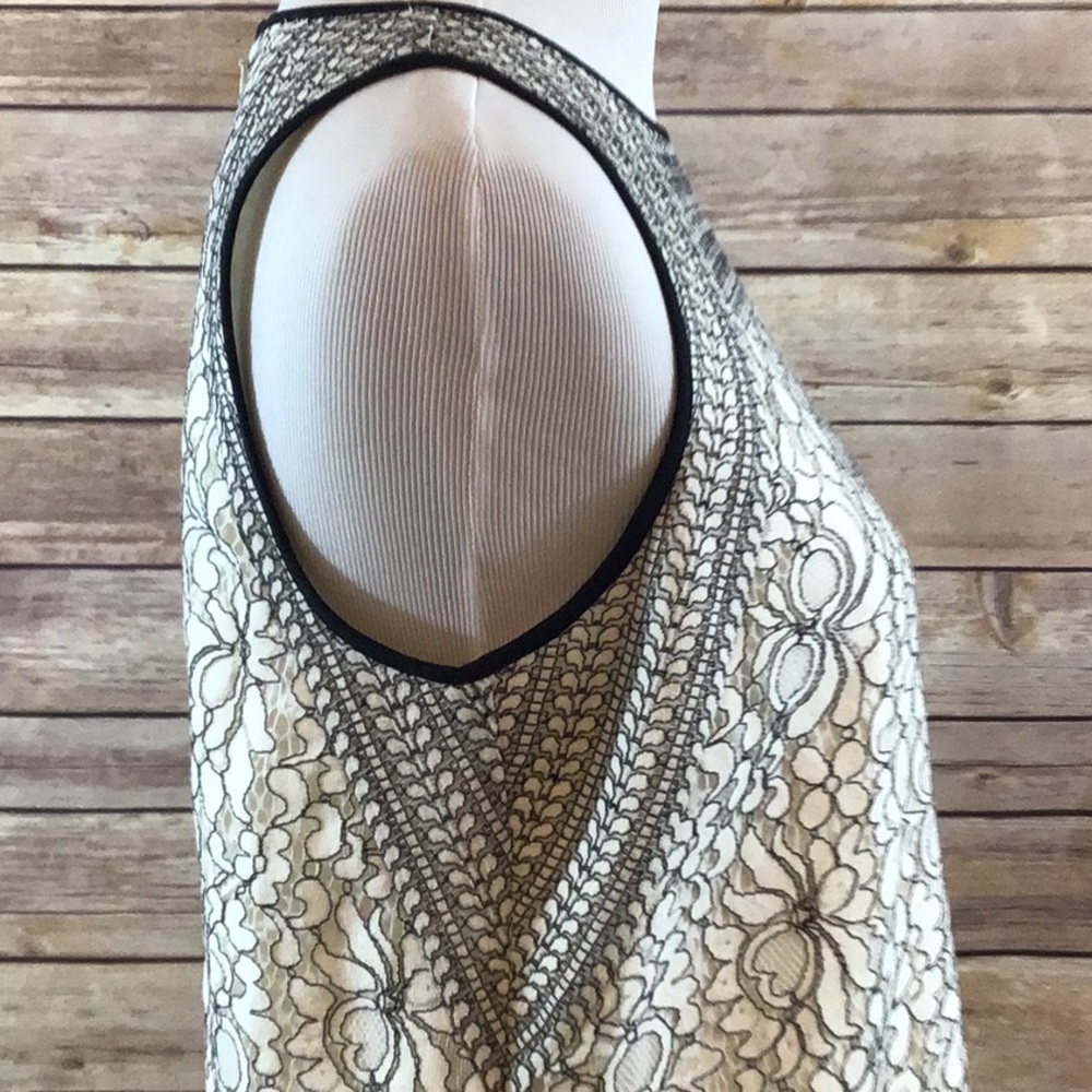 LOFT Black and White Lace Mini Dress - Picture 3 of 8
